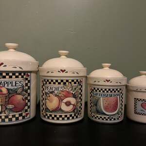 Vintage Susan Winget Harvest Fair Canisters with Lids